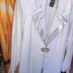 White 3 piece dress suit with Silver Accents